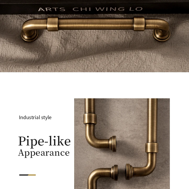cabinet pull handle brass pipe shape detail