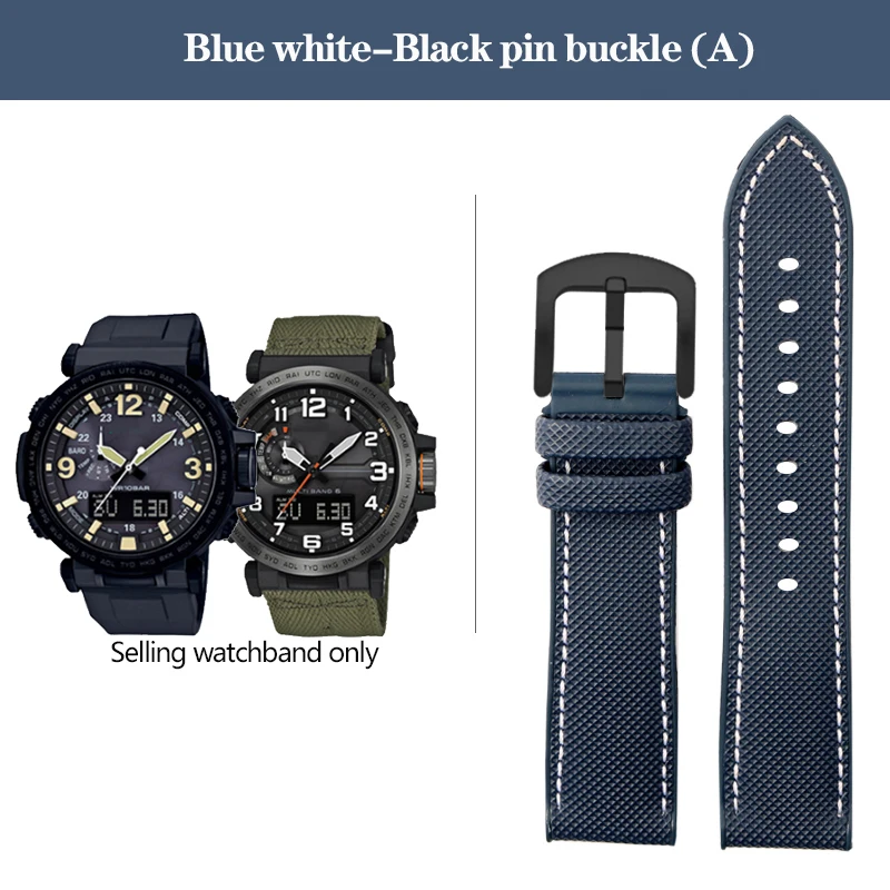 Durable Nylon Rubber Bottom Sports Watchband - 24mm Canvas Silicone Strap