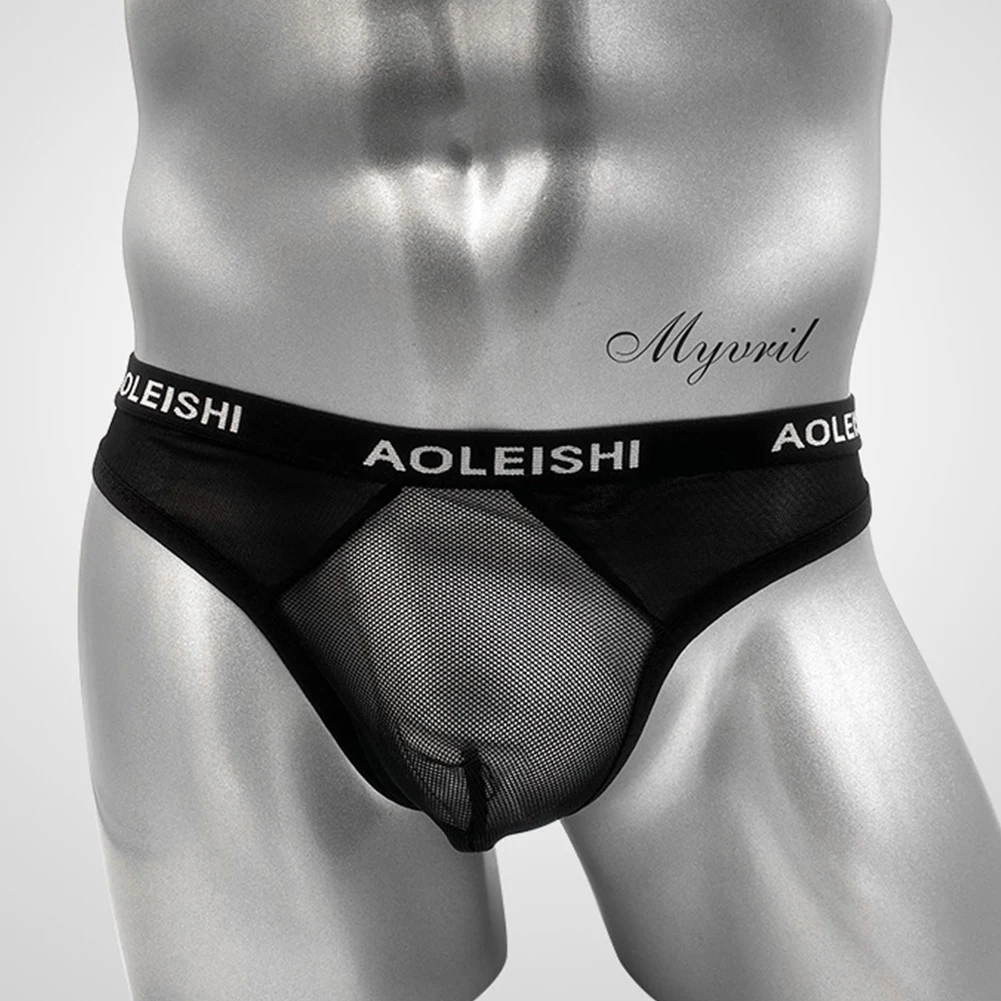 

Popular Men Sexy T-Panties Ropa Interior Hombre Mesh Underwear Briefs Panties Bikini Shorts Male Lingerie Pouch Underpants