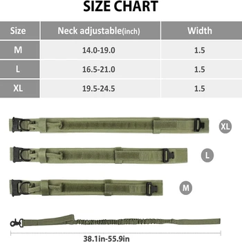 Military Dog Collar Leash Set, Adjustable Nylon Collar w/ Handle & Metal Buckle, Dog Training Gear, Green Color 2