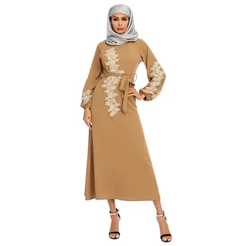 Autumn New 2 Pcs Muslim Sets Embroidery Abaya Dubai Turkey Muslim Dress+ Scarf  Kaftan Islamic Dress Women Robe Suit