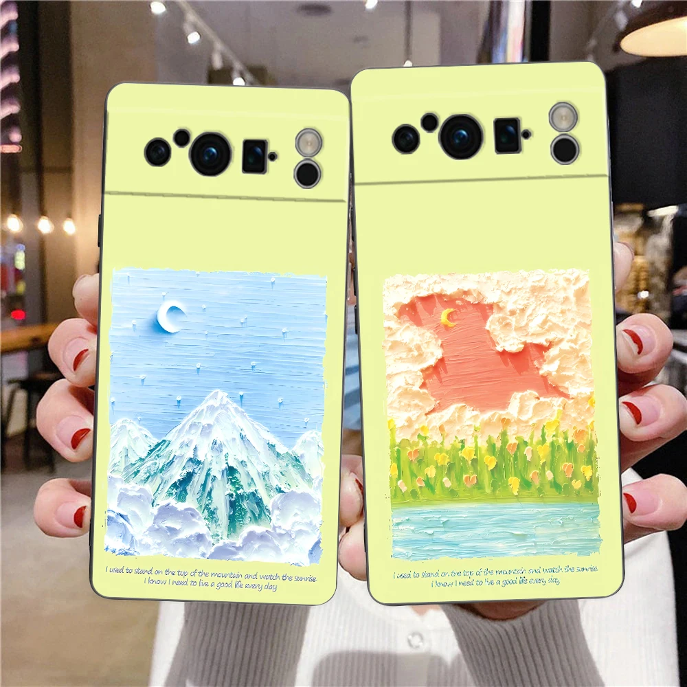 Green Floral Shockproof TPU Phone Case - Soft Black Cover