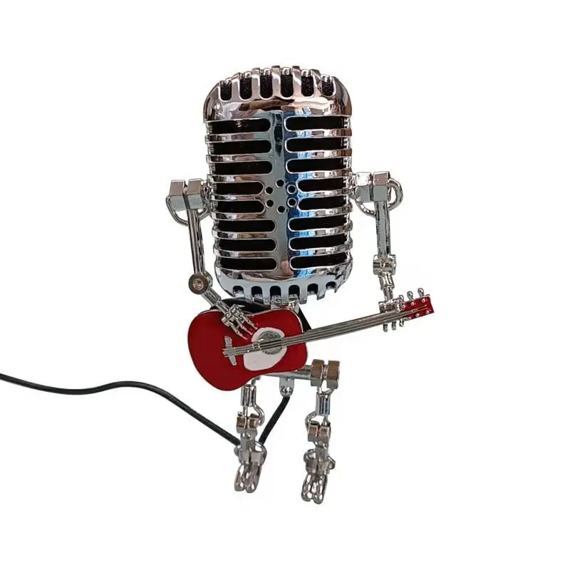 Creative Vintage Microphone Robot Touch Dimmer Lamp Table Lamp Robot Hand-held Guitar Decoration Home Office Desktop Ornaments best night light Night Lights