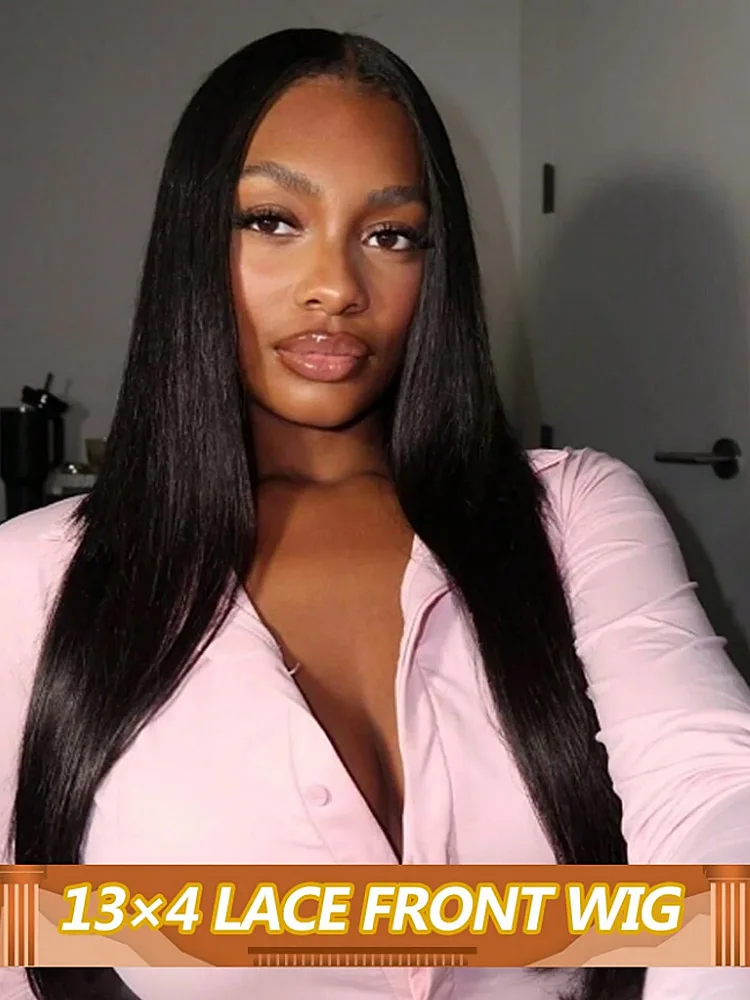 13x4 Black Straight Wig Transparent Lace Wigs Silk Straight Wig High Quality Lace Front Wigs for Women Daily Use 200% Density