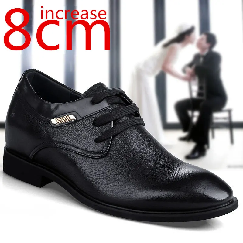 

Heightening Shoes Men 8cm Invisible Inner Height Increasing Leather Shoes Manual Leather Elevator Business Formal Wedding Shoes