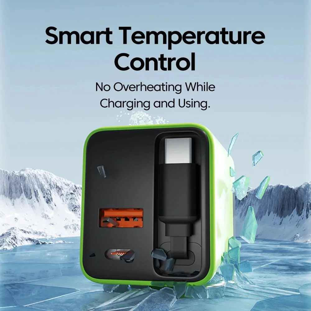 80W Super Fast Charging USB C Phone Charger With Telescopic Type C Cable for iPhone 17 16 15 Samsung Xiaomi Laptop EU US UK Plug