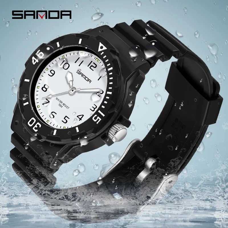 

New 2023 SANDA Hot Sell Youth Style Women Watch Simple Arabic Numeral Dial Waterproof Quartz Wristwatch Gifts Feminino 6011