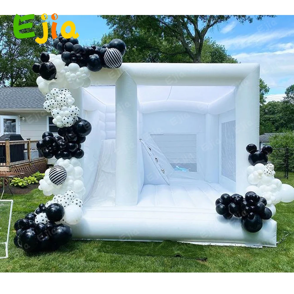 

New Design Inflatable White Wedding Bounce House Slide Combo Castle House For Adults Kids Party Event Fun