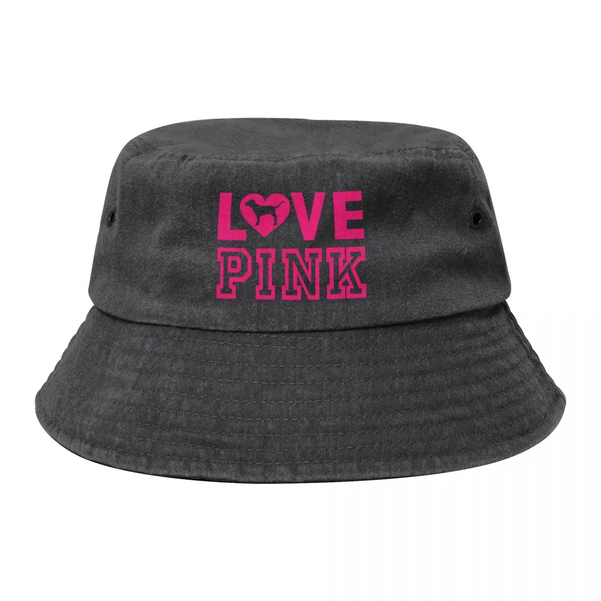 

Love Pink Cowboy Denim Fisherman Hat With Printing