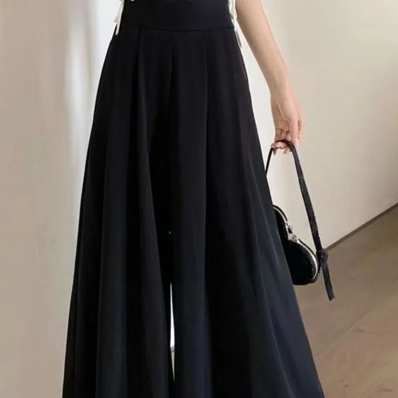 Pleated Suit Pants  Loose Wide-leg Pants and Skirts  Summer Thin High-waisted Casual Pants and Skirts for Women