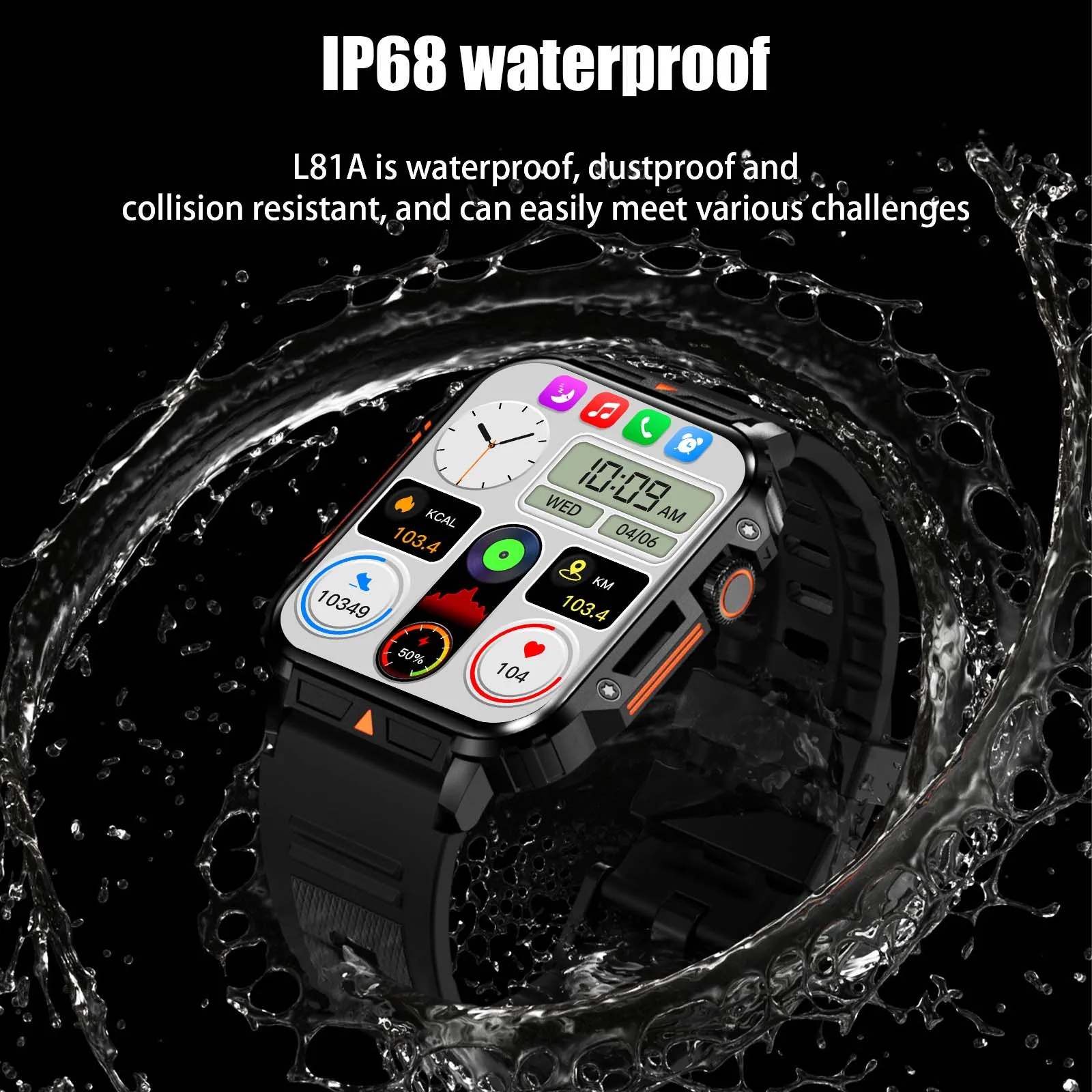 EIGIIS L81A Inch Smart Watch Men 100+ Sport Mode Bluetooth