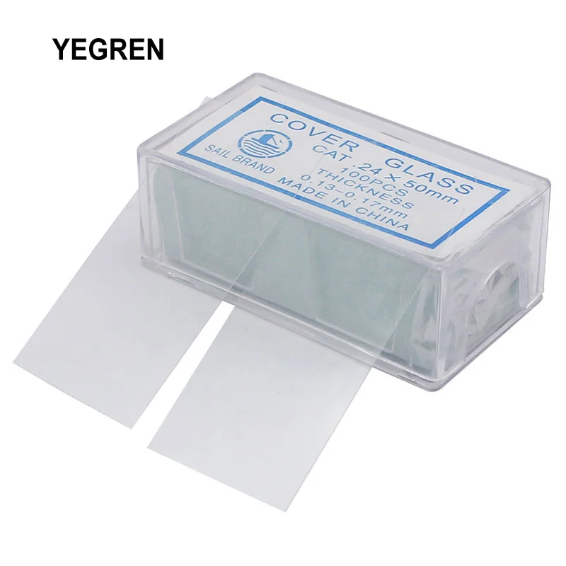 100 Pieces Microscope Cover Glass 24x50mm Non-fogging Blank Glass Slides 0.13-0.17mm Thickness with Box for Blood Cell Counting microscope glass slides