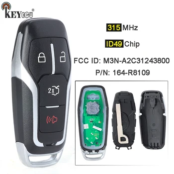Keyforkess 315MHz ID49 Chip M3N-A2C31243800 164-R8109 164-R8120 Smart Remote Key Fob per Ford Fusion Edge Explorer 2015 2016 2017