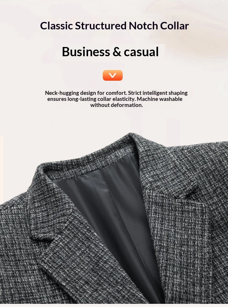 Blazer, 50% Wolle, Modischer Herren-Business-Outdoor-Reise-Jugendlicher Hochzeits-Vielseitiger Gentleman-Host Casual Koreanischer Stil Blazer – Detail 5