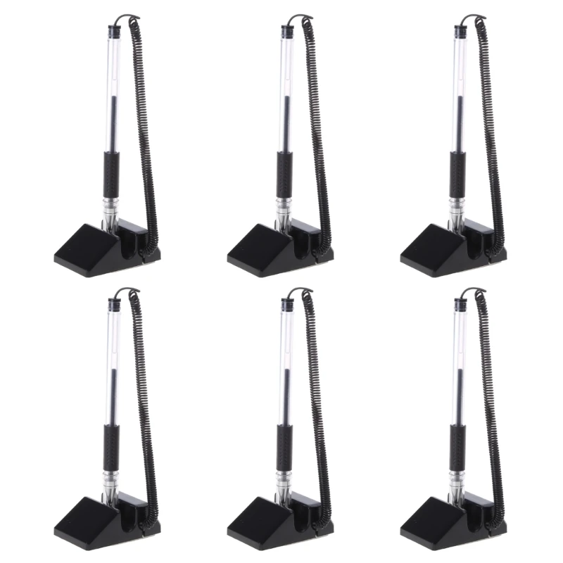 

YYDS 6pcs Counter Pens with Adhesive Chain Secure Gel Pen for Reception Desk