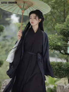 Pesatura Hanboks tradizionale Hanfu donna mantello mantello + abito dritto + Top Pants Set abbigliamento interno nero Hanfu Cosplay 1