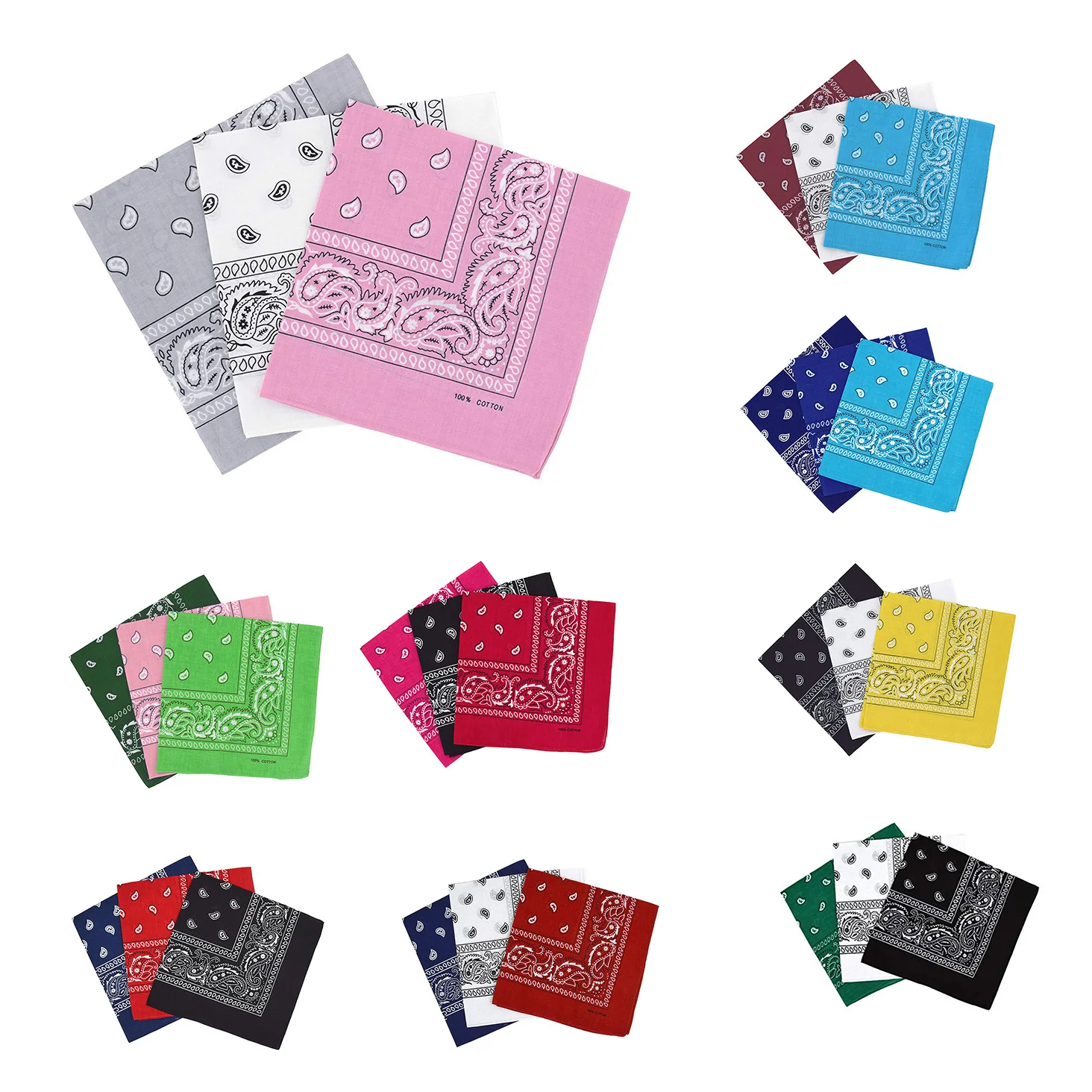 

Set Of 3 Bandanas Paisley Man And Woman 57 X 57 Cm