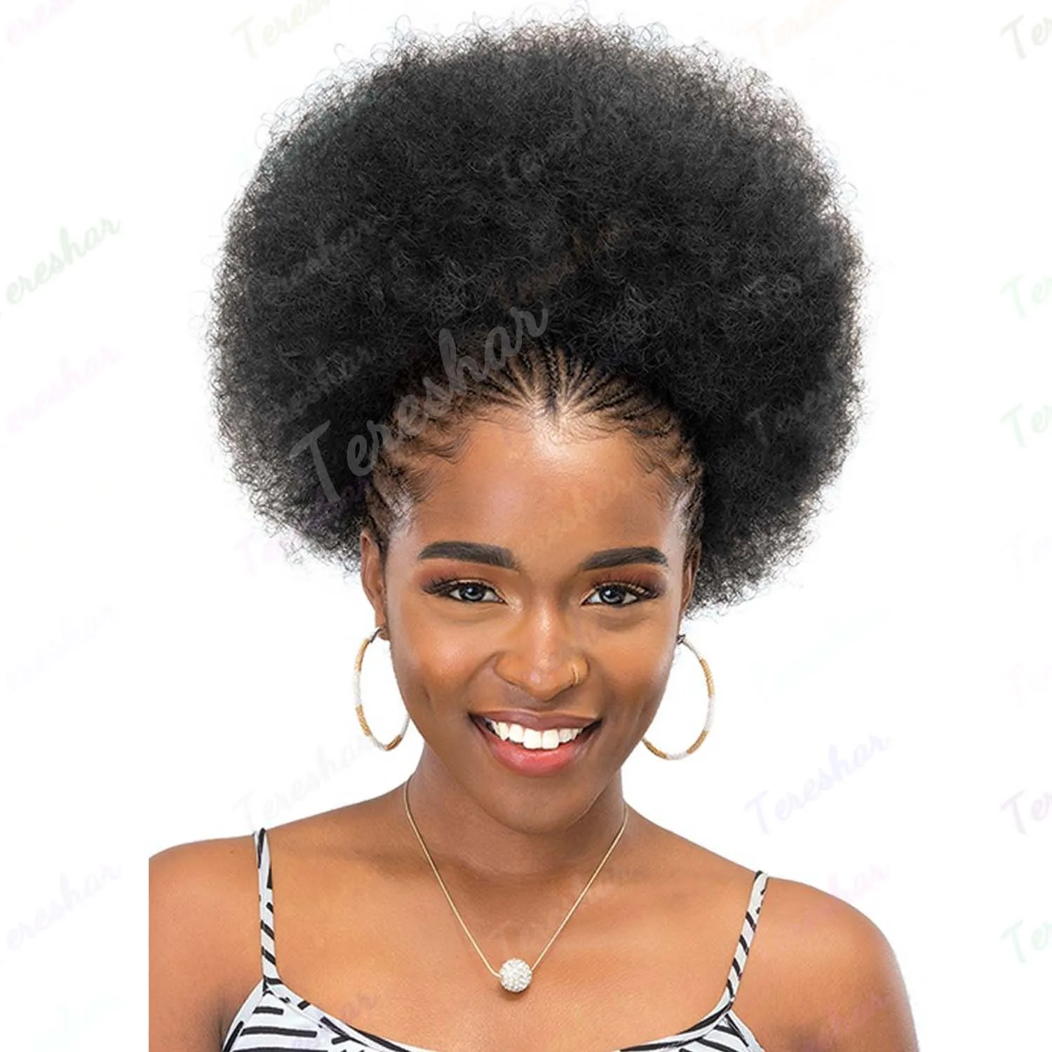 Synthetic Big Afro Puff Drawstring Ponytail Extensions for Black Women Large Afro Kinky Curly Hair Bun Ponytail Wigs