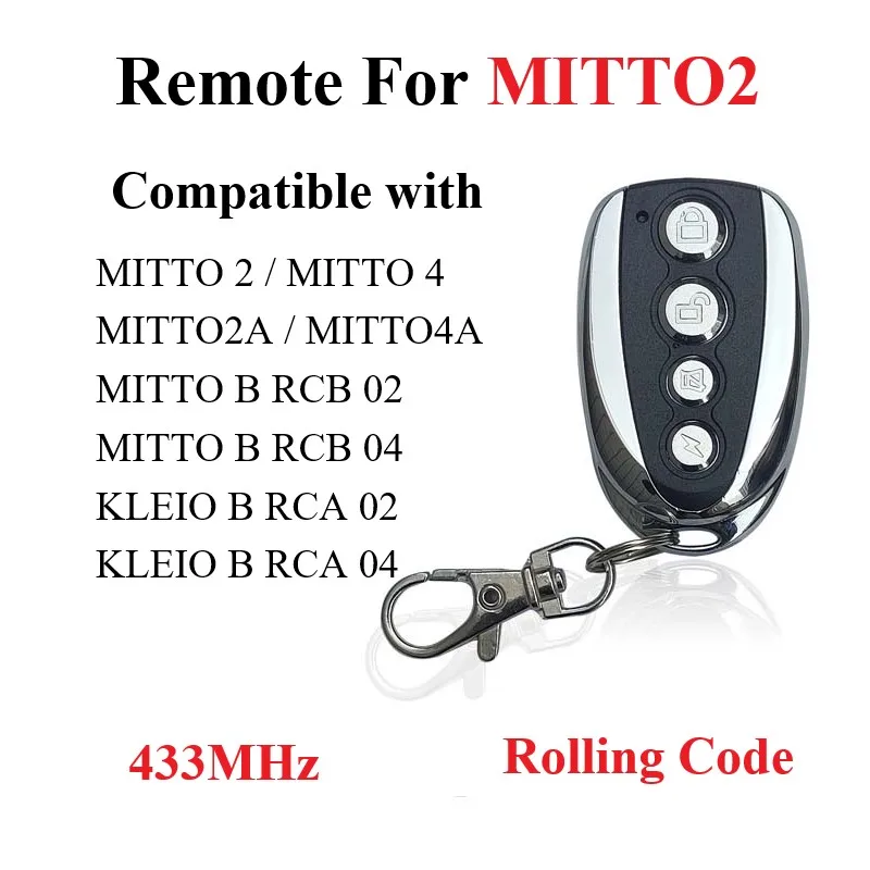 For RCB02,04 MITTO 2/4 replacement remote control 433.92mhz