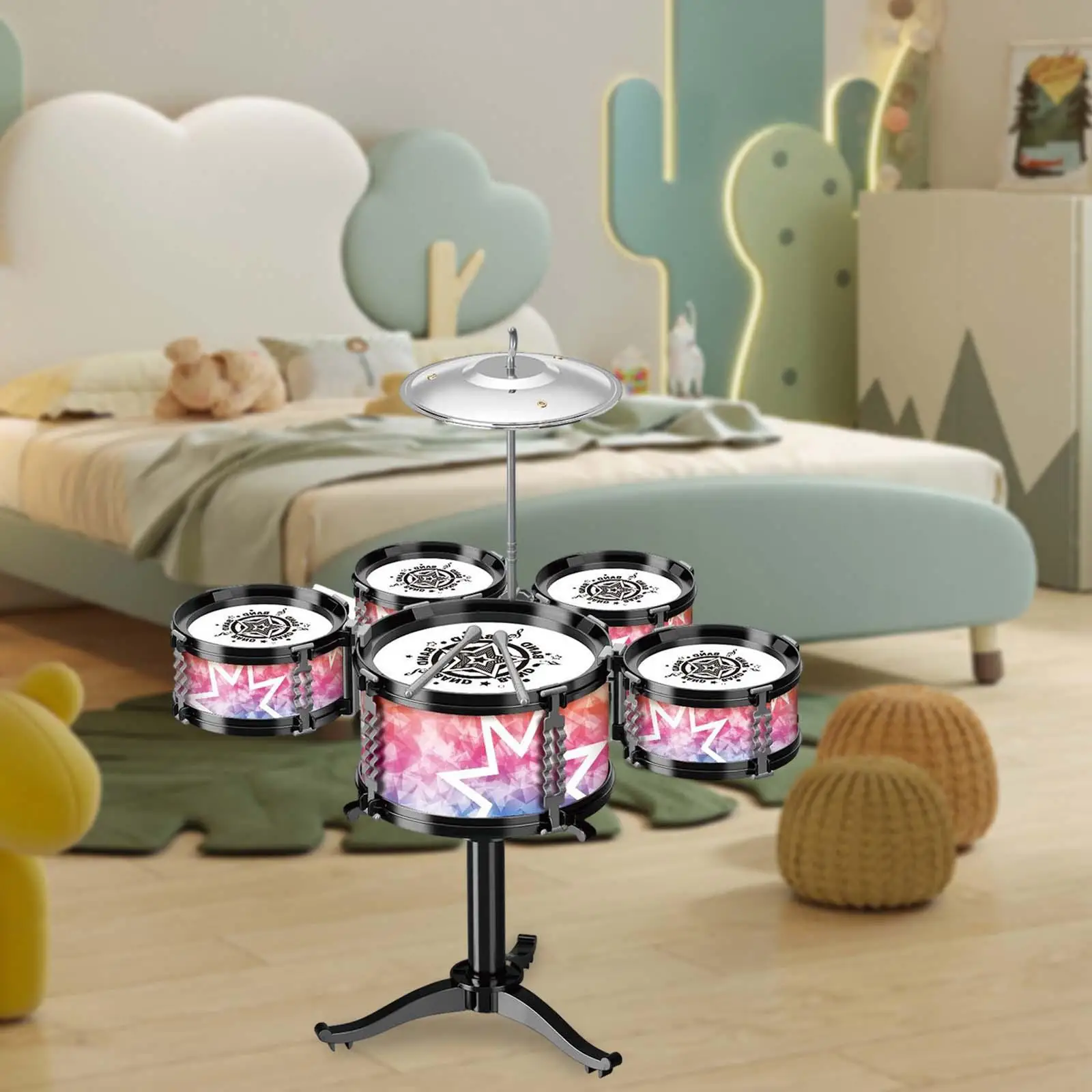 Kids Jazz Drum Set Development Toy Musical Instrument Educational Toy Kids Jazz Drum Kits Sensory Toy for Birthday Gift Kids