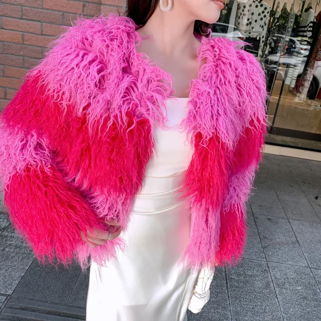 Colourful Block Faux Fur Jacket 28