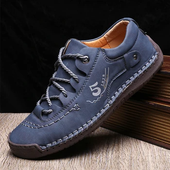 Scarpe da uomo in pelle fatte a mano Mocassini casual Scarpe stringate in pelle crosta Scarpe da uomo Mocassini vendita calda Scarpe da esterno Dropshipping 1