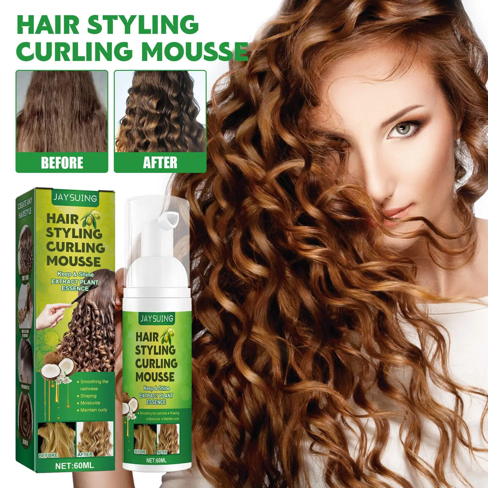 Hair Mousse Sculpting Curly Hair Elastic Serum Instant Care Drying Styling Moisturizing Frizz Natural Fluffy Control Volumi C5F7 curly hair mousse