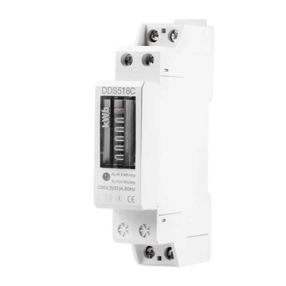 

DDS518C 5-32A 230V Digital Single-phase Guide Rail Energy Meter Counter 1P Electric Energy Meter Electricity Consumption Meter