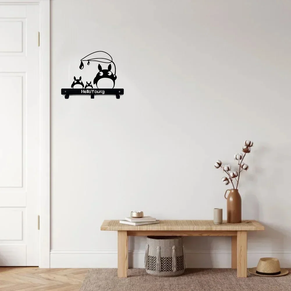 1pc Cute Totoro baby keychain wall-mounted coat rack keychain key hanger towel rack One Piece Cute Totoro Baby 6