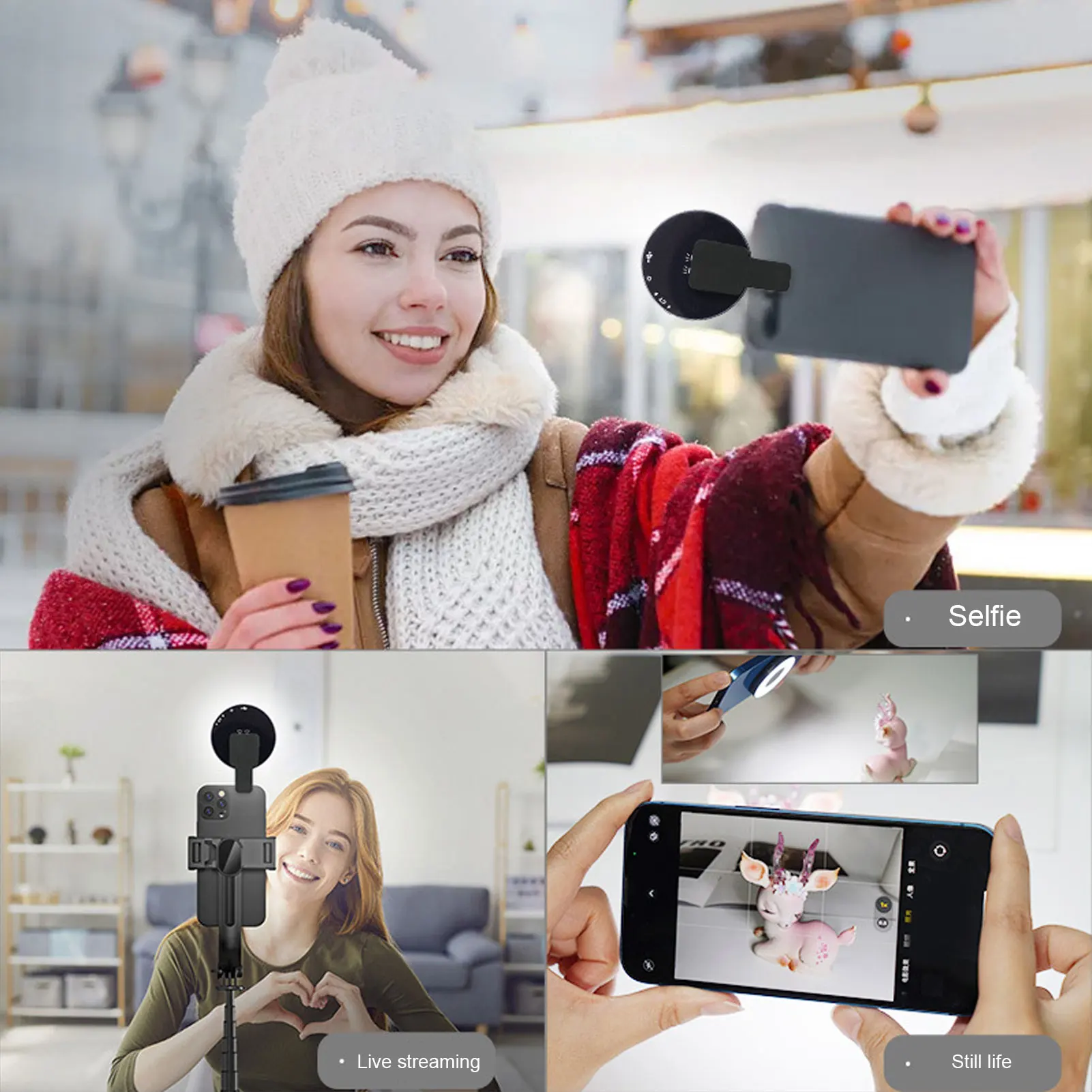 Magnetic Selfie Light for Phone 2500‑9000K Rechargeable 36 LED Fill Light with Clip for Selfies Video Conferences Vlogging