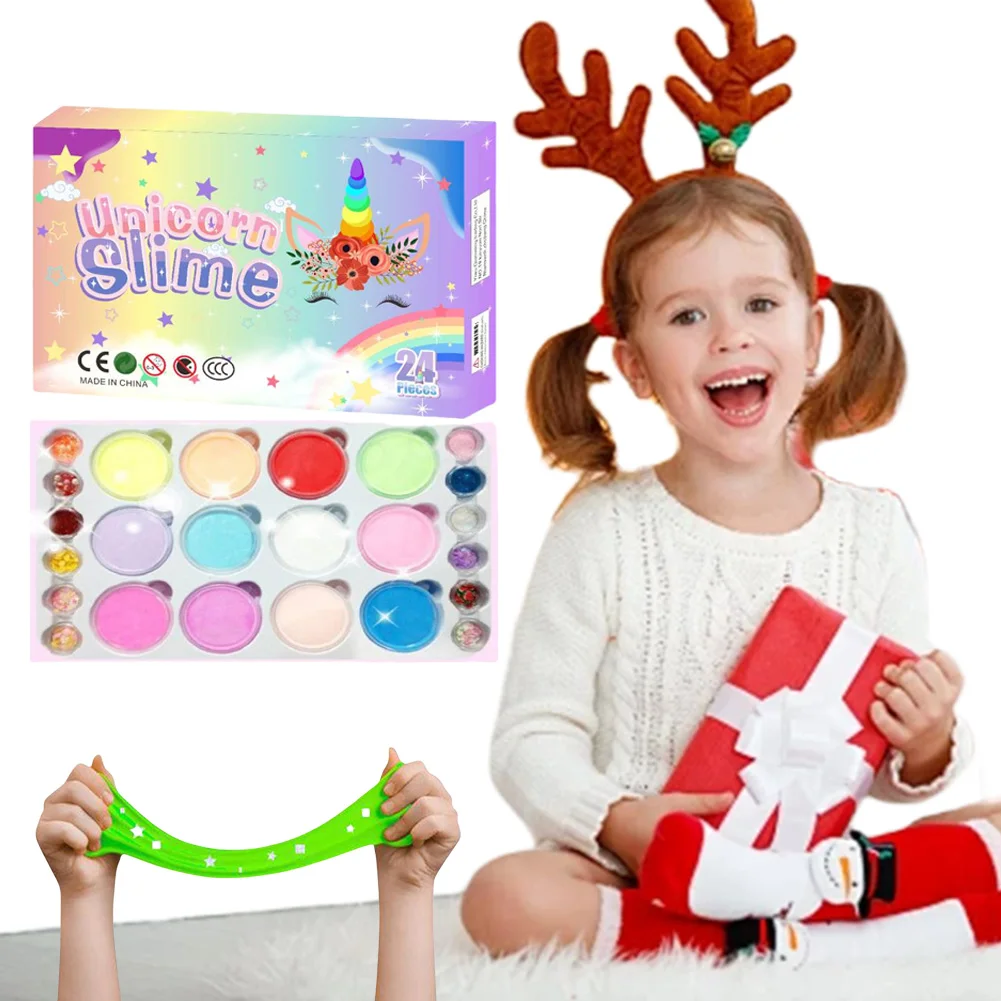 Slime Advent Calendar 24 Days Christmas Countdown Calendar DIY Slime Kit Xmas Countdown Christmas Gift for Kids