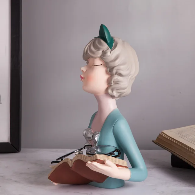 Statue de fille moderne et charmante, Figurine en résine, un accent de décoration élégant pour votre maison, le salon, la décoration de la pièce et du bureau, 1 pièce 3