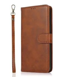 Premium Detachable Leather Wallet Case with Card Slots and Magnetic Closure - Galaxy S24Plus (Brown)