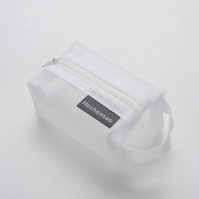 Compact Clear Nylon Mesh Cosmetic Bag - Cute Small Organizer for Makeup, Accessories, and Essentials