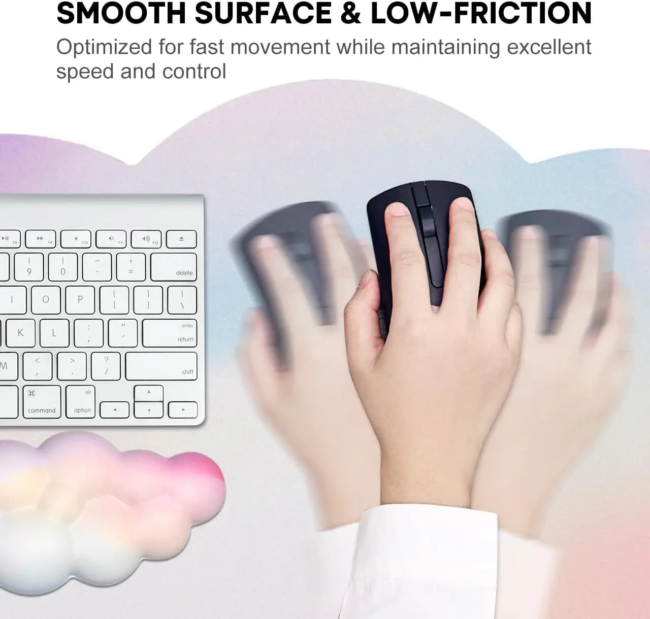 Cloud Keyboard Wrist Pad and Cloud Mouse Wrist Pad Set  Ergonomic Computer Desk Wrist Support Mousepad Rainbow Desk Mat