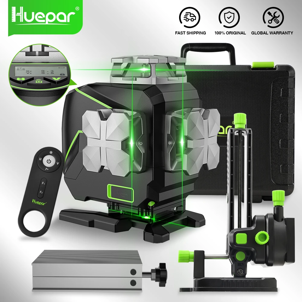 Huepar 16 lines 4D Cross Line Laser Level Bluetooth & Remote Control