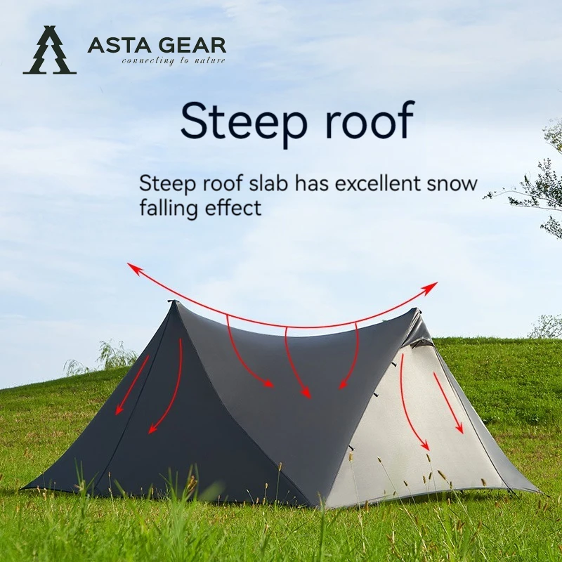 ASTA GEAR Yun Chuan double-sided silicon-coated double A pyramid 15D nylon senza stelo campeggio escursionismo tenda ultraleggera all'aperto