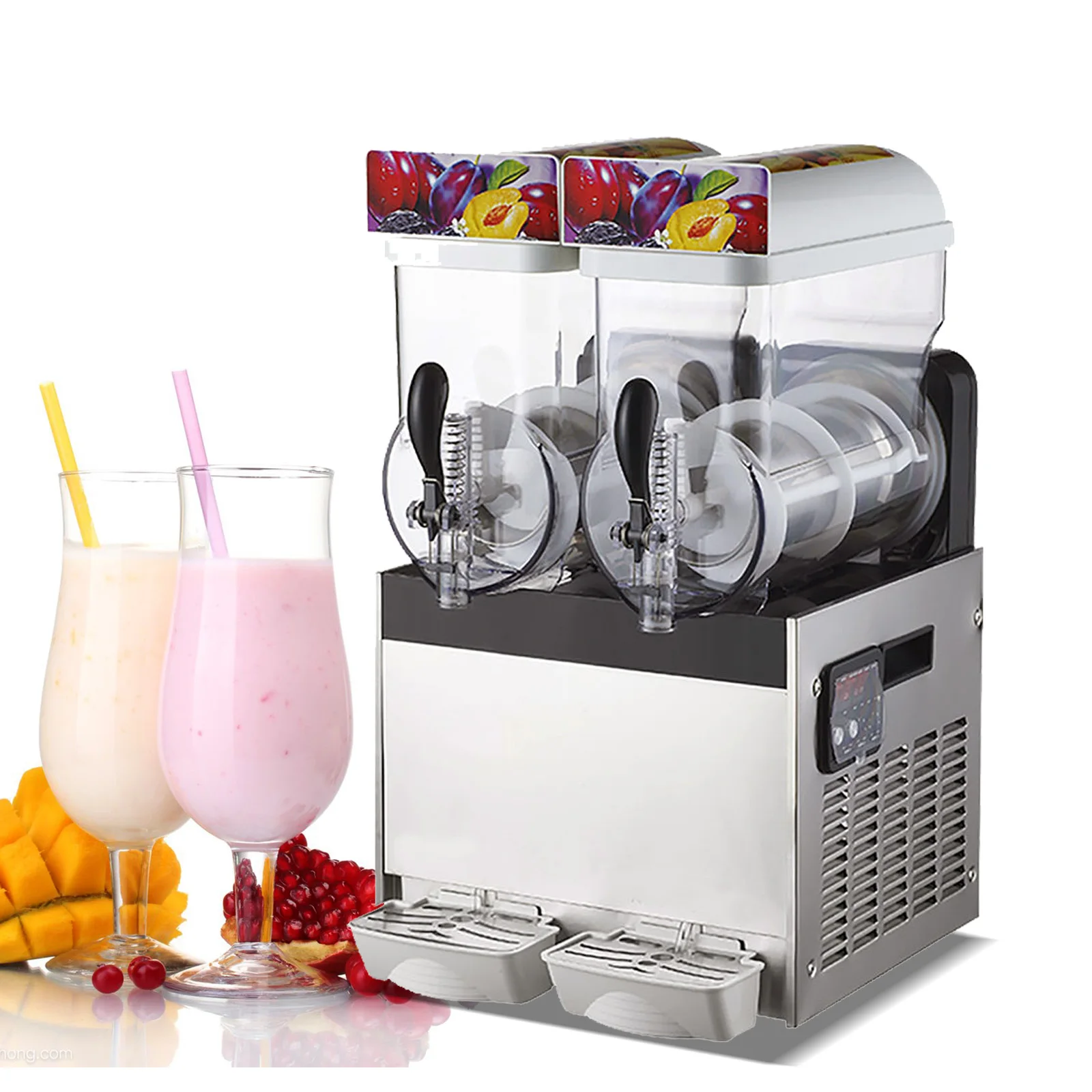 Mvckyi USA DDP Commercial Slushy Machine 2X15L Frozen Drink Margarita Slush Making, Italia 2 Bowls Ice Slushie Maker mvckyi 40l h hard ice cream machine countertop gelato maker 2 batch bowls batch freezer yogurt making