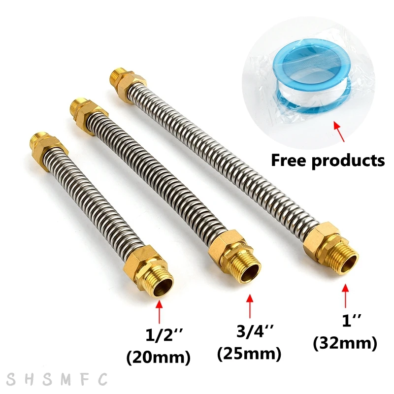 1/2" 3/4" 1" BSP Copper Male Thread 304 Stainless Steel Bellows Hot Cold Water Pipe Joint 1~3 PCS
