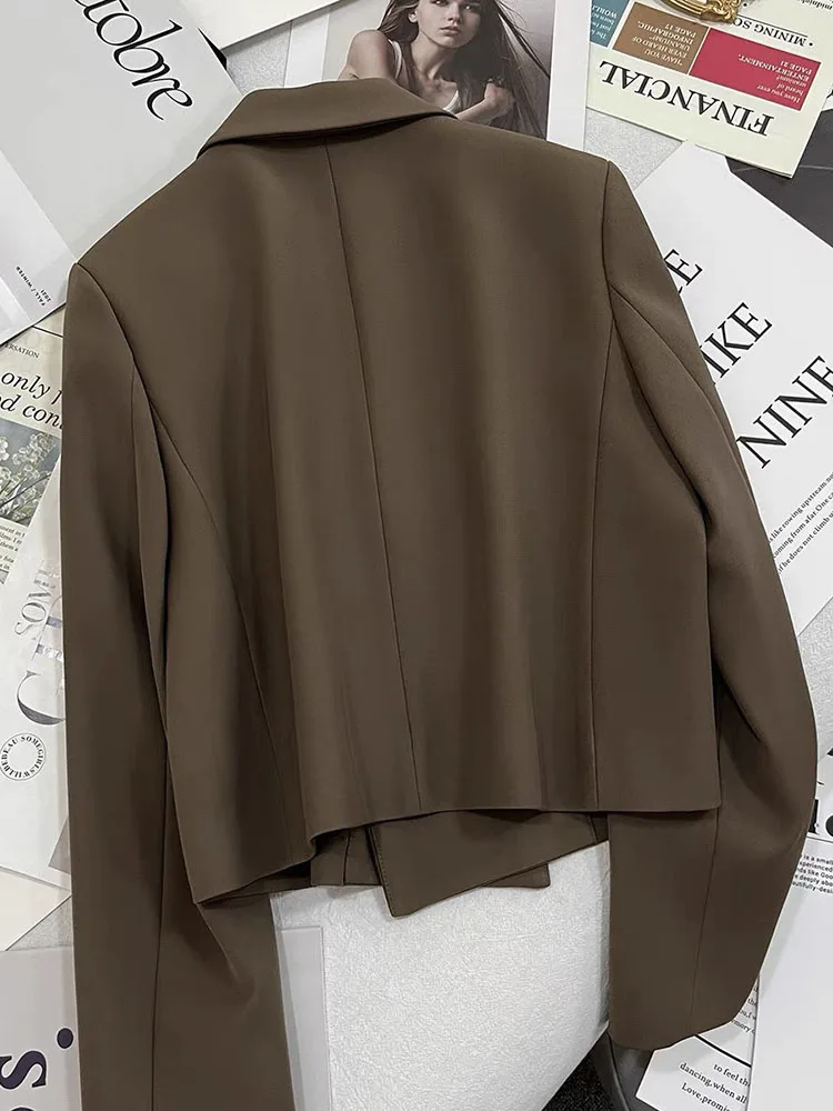 Korean Cropped Slim Blazer Jackets Solid Color Double Breasted Suit Coats Casual Office Zevity Overcoat Spring Elegant Chaquetas