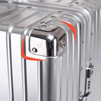 Valigia 100% tutta in lega di alluminio e magnesio Trolley con password Bagagli Borse da viaggio in metallo Affari 20 "24" 26 "29" Valigia da viaggio pollici 1