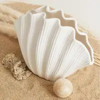 Ceramic Vase Sea Shell Shape Floral Arrangement Accessories Shell Flower Vase Room Terrarium Decoration Home Tabletop Ornaments 2