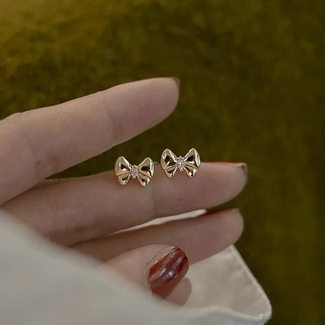925 Sterling Silver Japanese Micro Inlaid Crystal Four-Pointed Star Plating 14k Gold Earrings Women Small Cute Banquet Jewelry 16