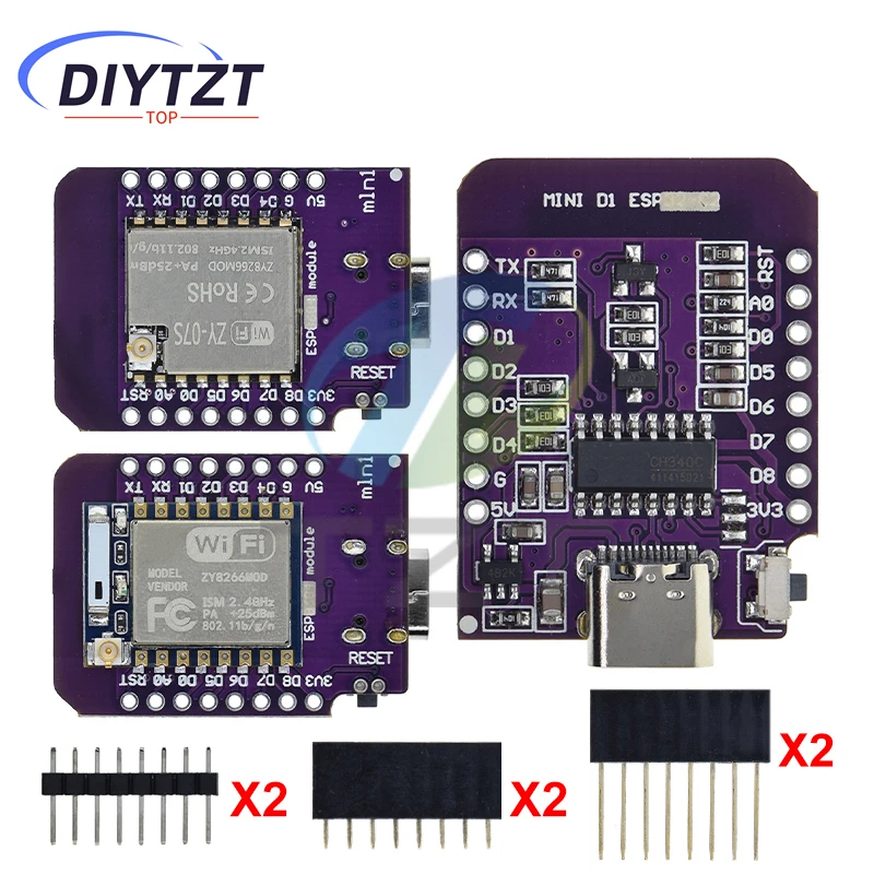D1 미니 TYPE-C ESP8266 ESP-07/07S CH340G USB D1 미니 WIFI 개발 보드 D1 미니 NodeMCU Lua IOT 보드 3.3V 핀 포함