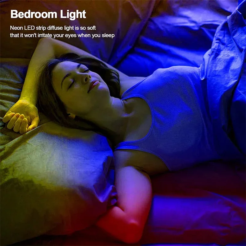 유연한 밝기 조절 스마트 LED 스트립 조명, RGB LED 로프 조명, 홈 침실용 블루투스 네온 LED 스트립 조명, 84LEDs/m