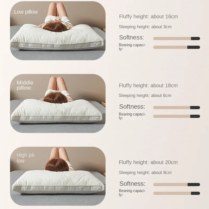 Silk Pillows 5 Star Hotel Bed Pillows Sleeping Pillow Neck Spine Protection Slow Rebound Sleeping Soft Washable Pillows Bedding 5