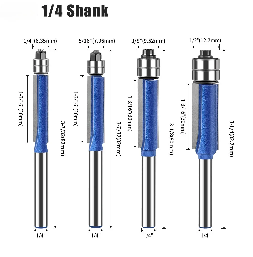 6mm 1/4Double Bearing Flush Trim Bit 4