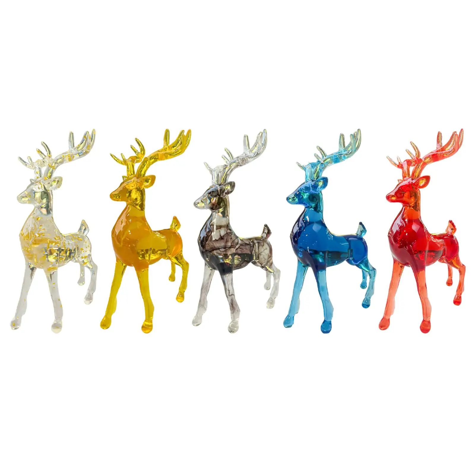 

Animal Statue European Style Transparent Appearance Deer Sculpture Decoration Deer Statue Decor for Desk Cafe Shelf Office Home