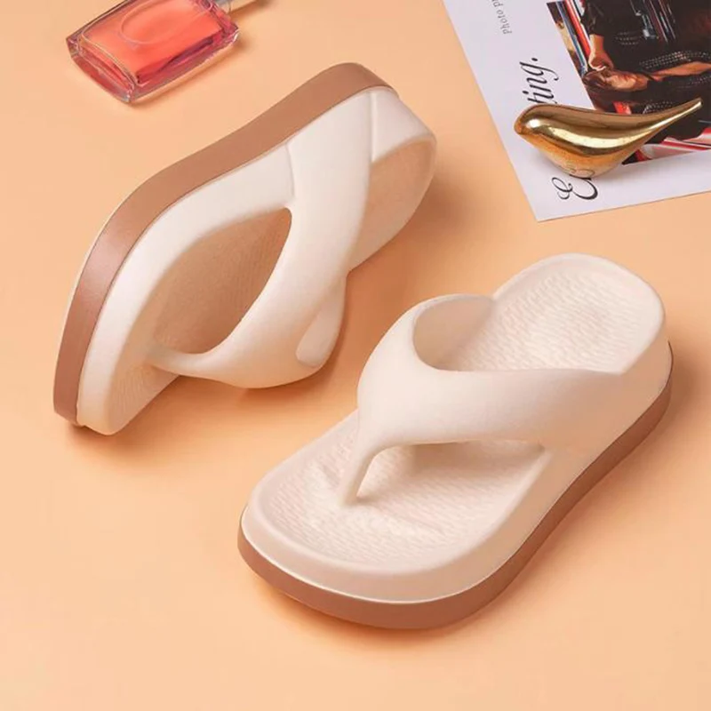 

women's flip-flops summer outdoor and indoor thick-soled sandals Woman increase height slippers for Beach