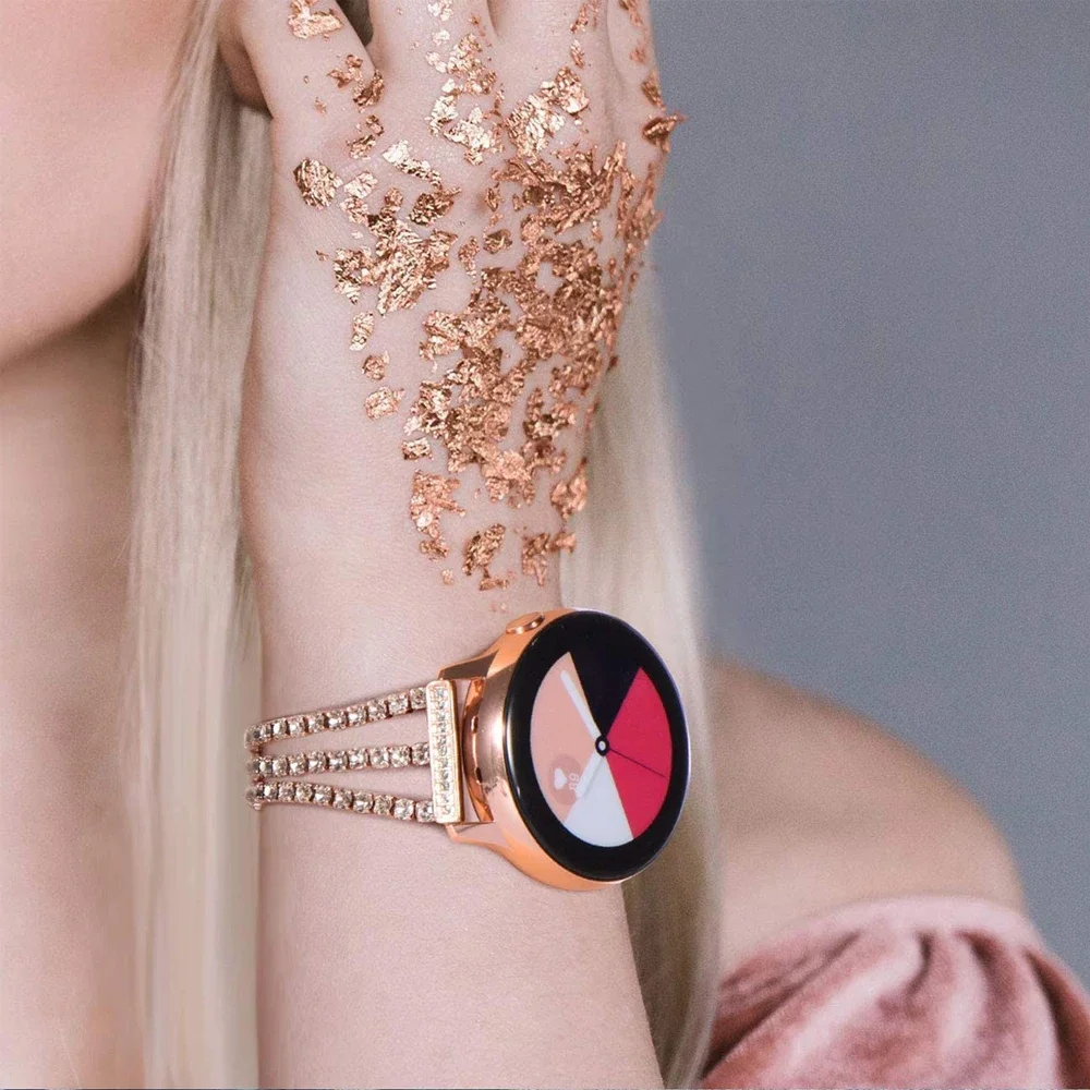 20mm 22mm Metal＋Diamond Strap For Samsung Galaxy watch 6/5/4/3 Active 2 Huawei watch 4/GT3 Bracelet Band For Amazfit GTS/GTR/Bip